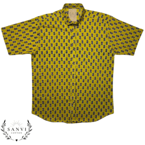 Half Sleeves Shirt | Floral Print | Mustard Yellow