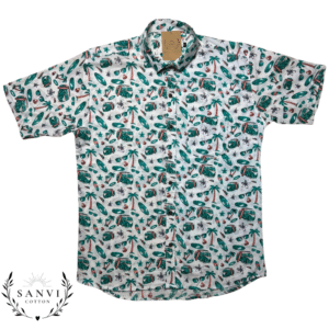Half Sleeves Shirt | Beach Vibe Print | White, Multicolour