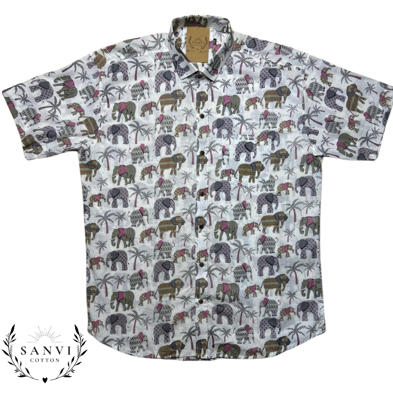 Half Sleeves Shirt | White Colour | Jungle Print