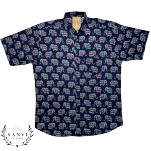 Half Sleeves Shirt | Royal Blue | Sanganeri Print
